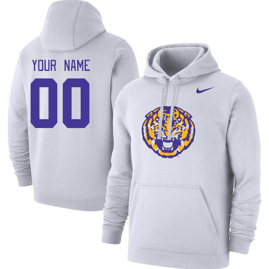 Custom LSU Tigers Name And Number College Hoodie-White - Click Image to Close